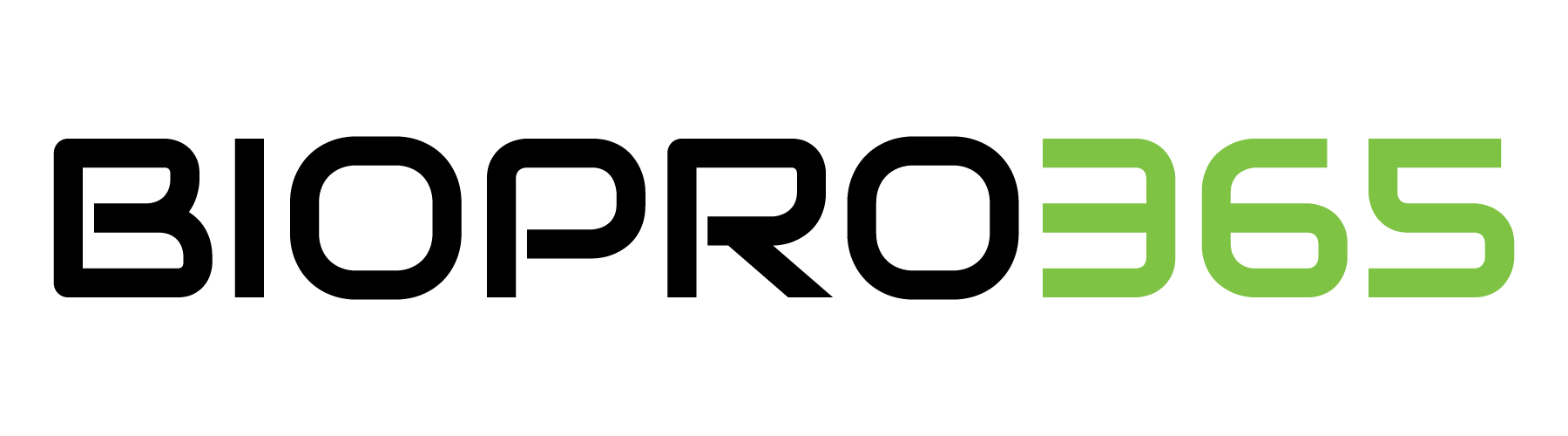 Kuvassa on BIOPRO365-logo. BIOPRO on lihavoitu mustilla kirjaimilla ja 365 on lihavoitu vihreillä kirjaimilla, kaikki modernilla, pyöristetyllä fontilla vaalealla pohjalla.